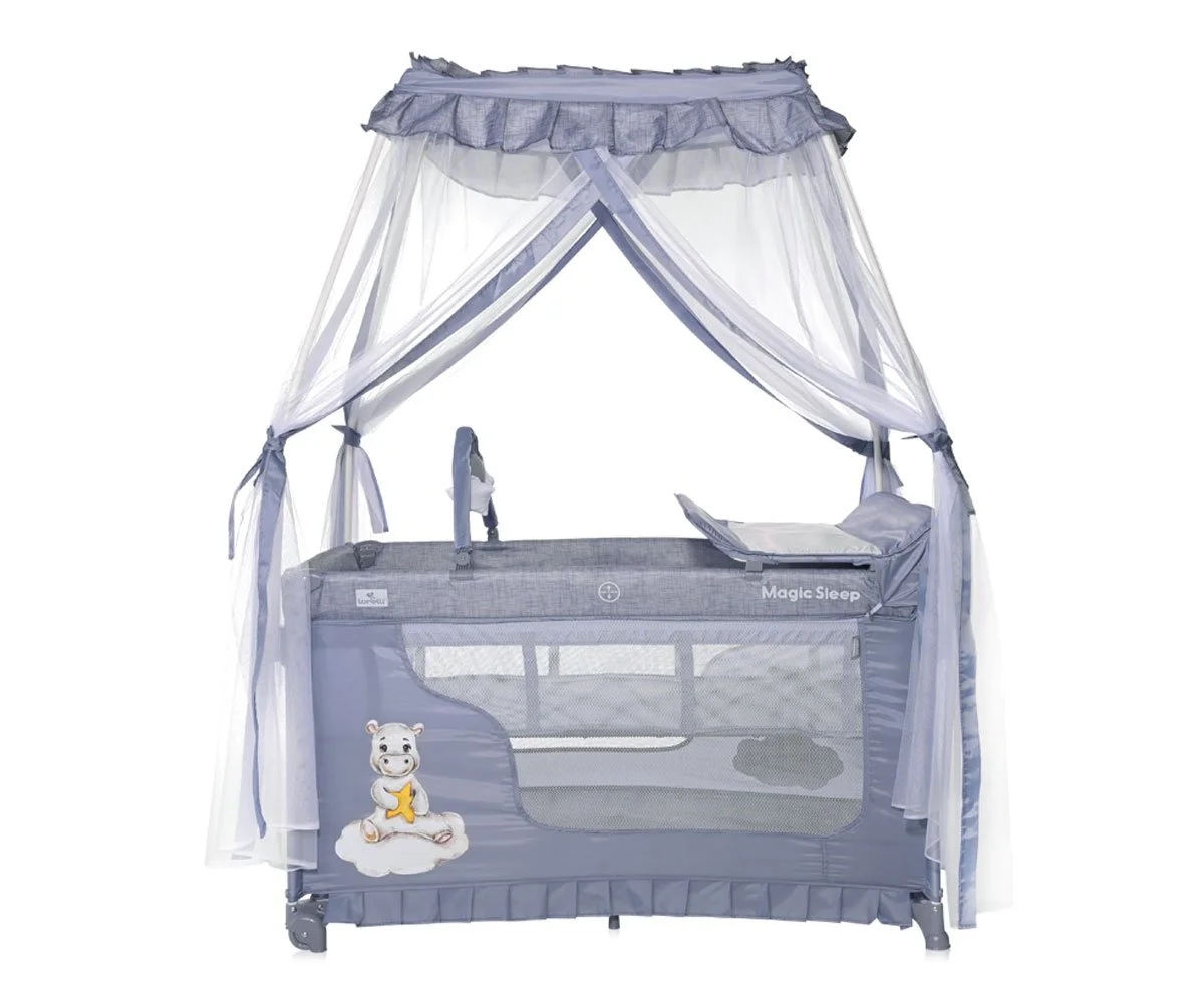 Lorelli Кошара за спане и игра Magic Sleep 2 нива Cool Grey Hippo