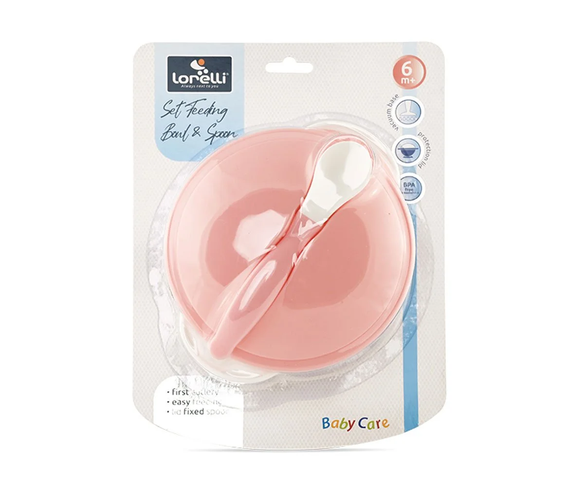 Lorelli Acc Купа с вакуумно дъно и с лъжичка, Blush Pink