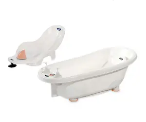 Lorelli Bath Вана с оттичане, терм+подл. бяла/розово+стойка