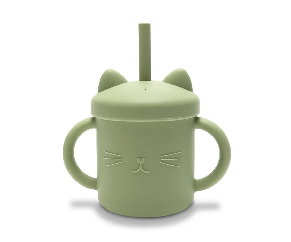 Lorelli Acc Силик. чаша с дръжки+сламкa Natural fresh green