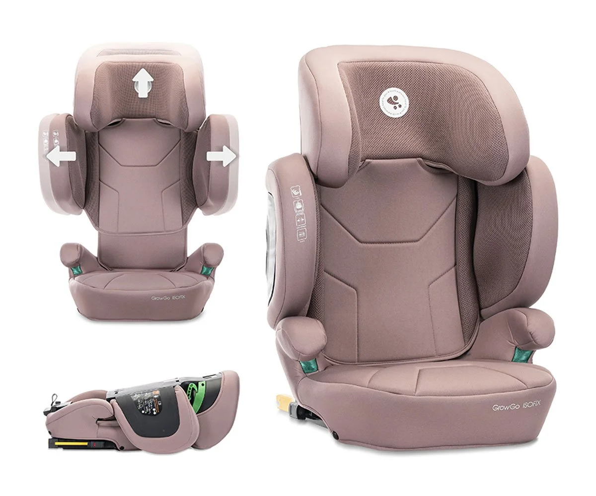 Lorelli Стол за кола Growgo pink i-Size Isofix 100-150см, странично разширяване