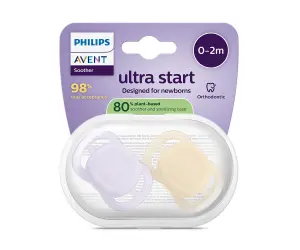 Avent-Залъгалки Ultra Start+стер. кутия (0-2м) пастелни, момиче