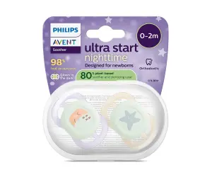 Avent-Залъгалки Ultra Start Night+стер. кутия (0-2м) луна/звезда, момиче
