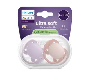Avent-Залъгалки Ultra Soft+стер.кутия (6-18м) пастелни, момиче