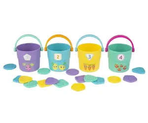 Playgro-Активна играчка кофички с жетони за броене и сортиране, 12-36м