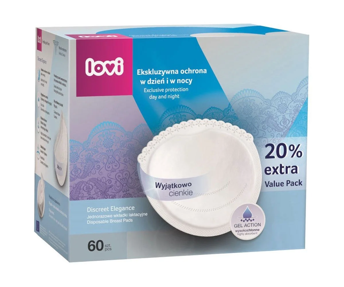 Lovi-Подплънки за кърма с гел Discreet Elegance бели 60бр