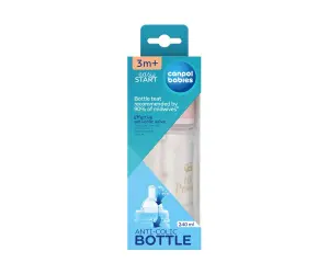 Canpol-Шише антиколик с широко гърло Easy Start Royal Baby, 240 мл, розово