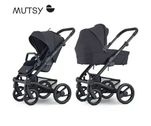 Mutsy-Количка Nio black чер.дръжка,кош и седалка North Black