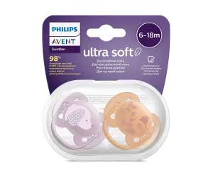 Avent-Залъгалки Ultra Soft+стер.кутия (6-18м) момиче куче/цвете