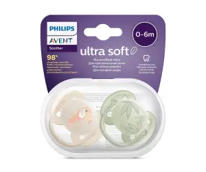 Avent-Залъгалки Ultra Soft+стер.кутия (0-6м) тукан/листа