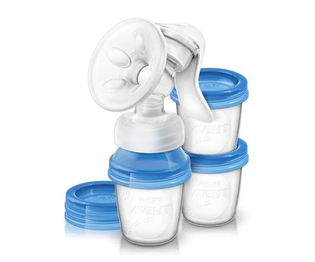 Avent-Ръчна помпа за изцеждане Comfort с контейнери 3бр.