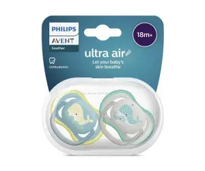 Avent-Залъгалки Ultra Air+стер. кутия (18+м) неутрални, кит