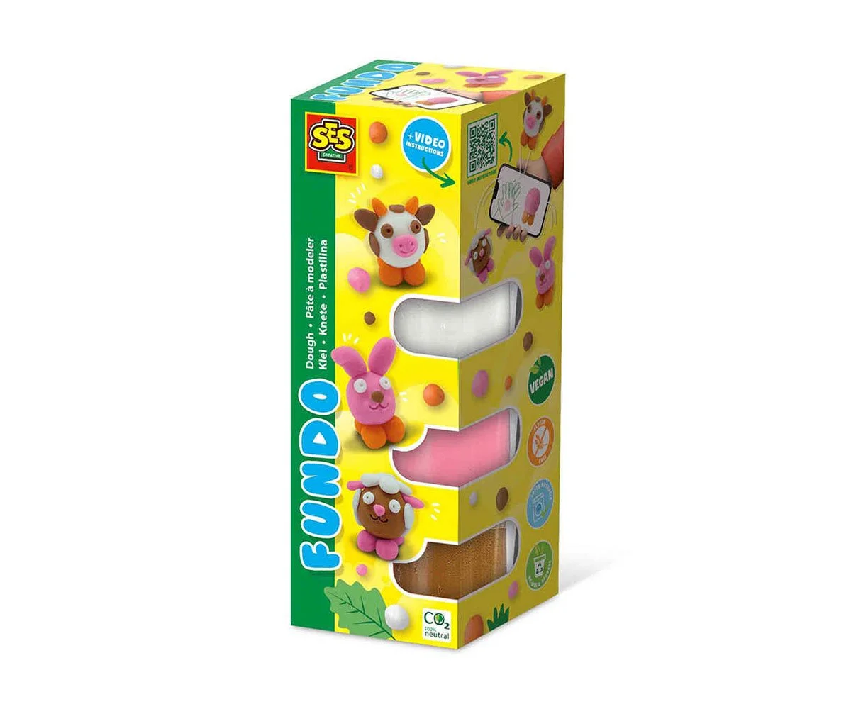 SES - FunDo dough - Пластилин житовни във фермата, 3x90гр-1x40гр