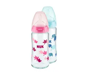Nuk-Стъклено шише FC Temperature Control 240мл силикон мик +кутийка