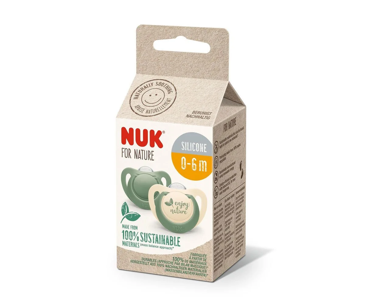 Nuk-Биб.залъг.силикон Nuk for Nature 2бр. 0-6м зелена