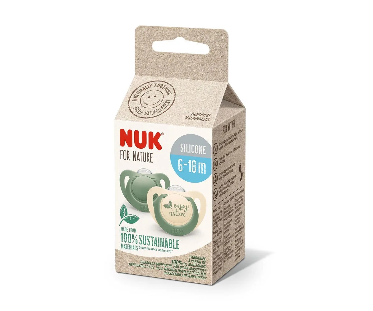 Nuk-Биб.залъг.силикон Nuk for Nature 2бр. 6-18м зелена