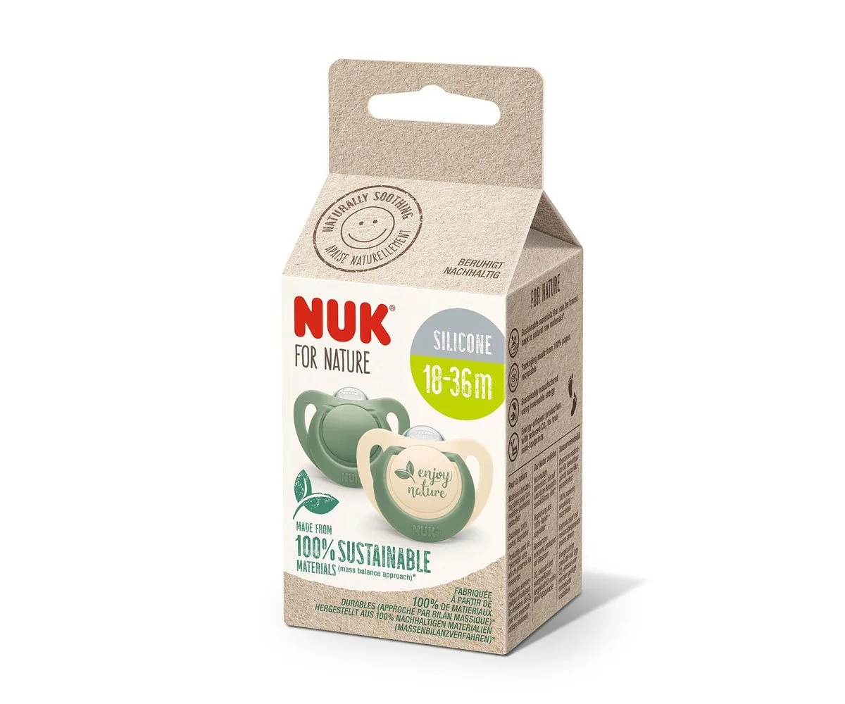 Nuk-Биб.залъг.силикон Nuk for Nature 2бр. 18-36м зелена
