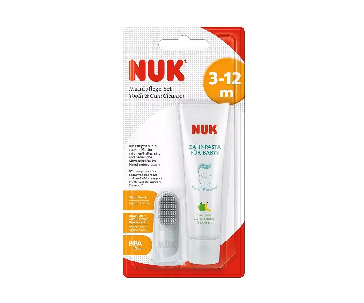 Nuk-Пръстче за масаж + паста за зъби