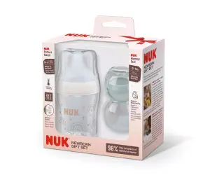 Nuk-Сет подаръчен PM-Шише 150мл Дъга+залъг. MommyFeel, зелено/бежово