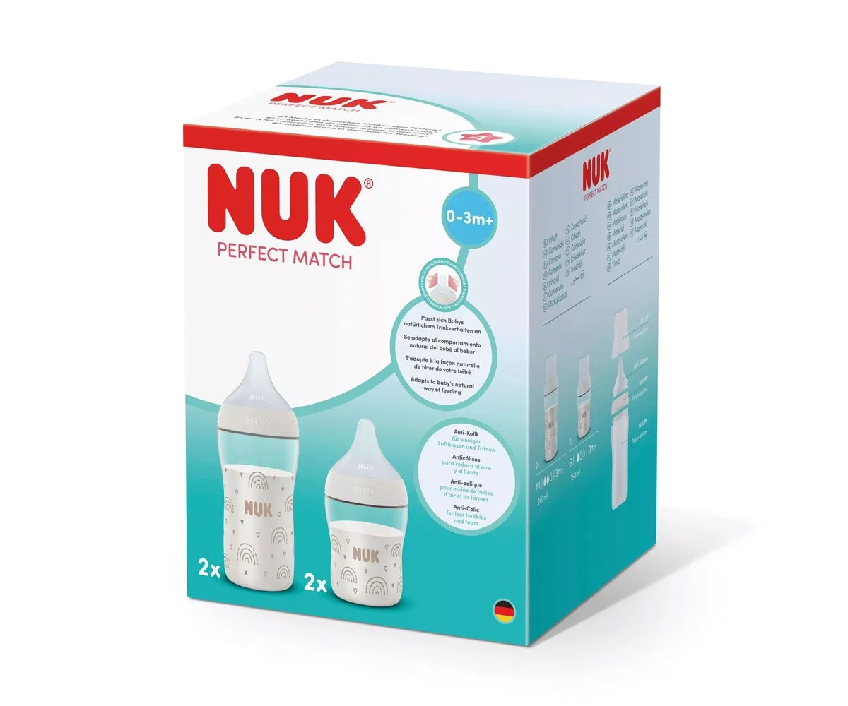 Nuk-PM Сет 4 шишета - 2х150мл + 2х260мл, Дъга