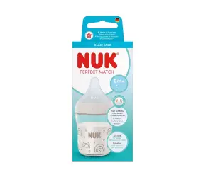 Nuk-PM Шише стъклено TC 120мл силикон 0+ S, Дъга