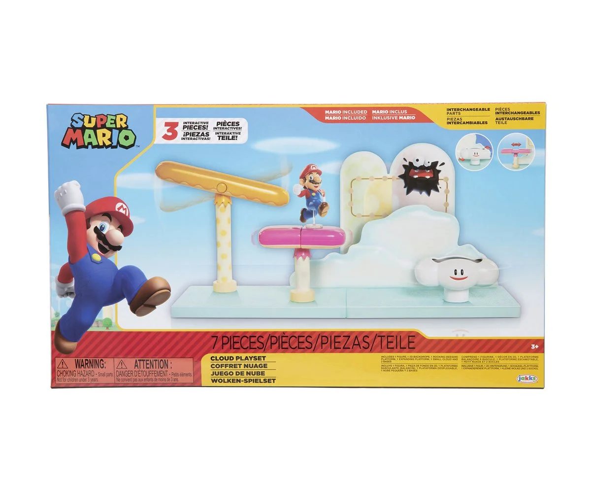 Jakks Pacific - Супер Марио - Игрален комплект Облак, Марио 7 см