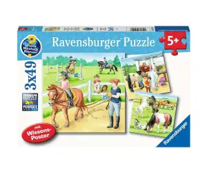 Ravensburger - Пъзел 3х49 ел. - Един ден при конете