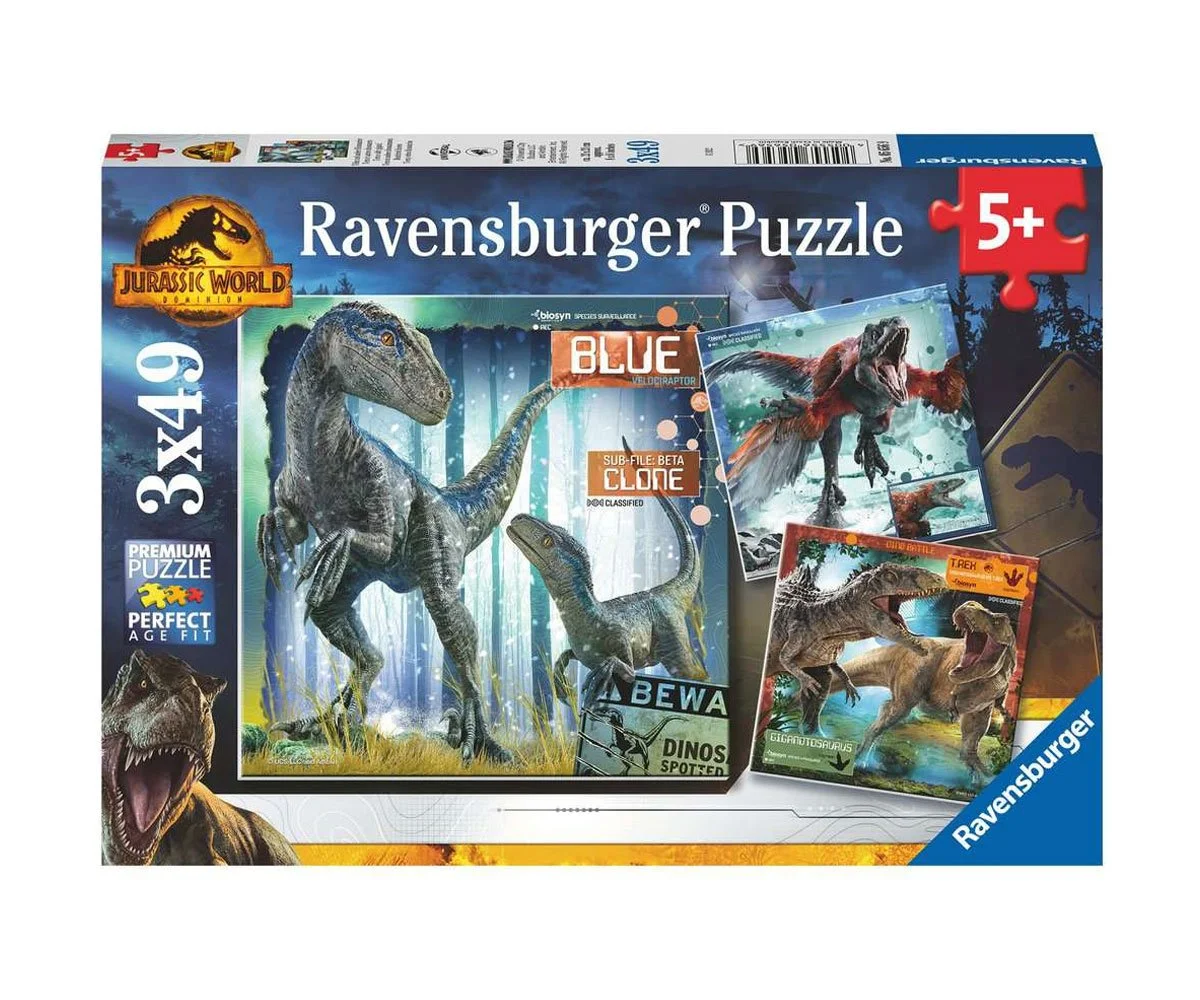 Ravensburger - Пъзел 3x49 ел. - Джурасик свят Доминион