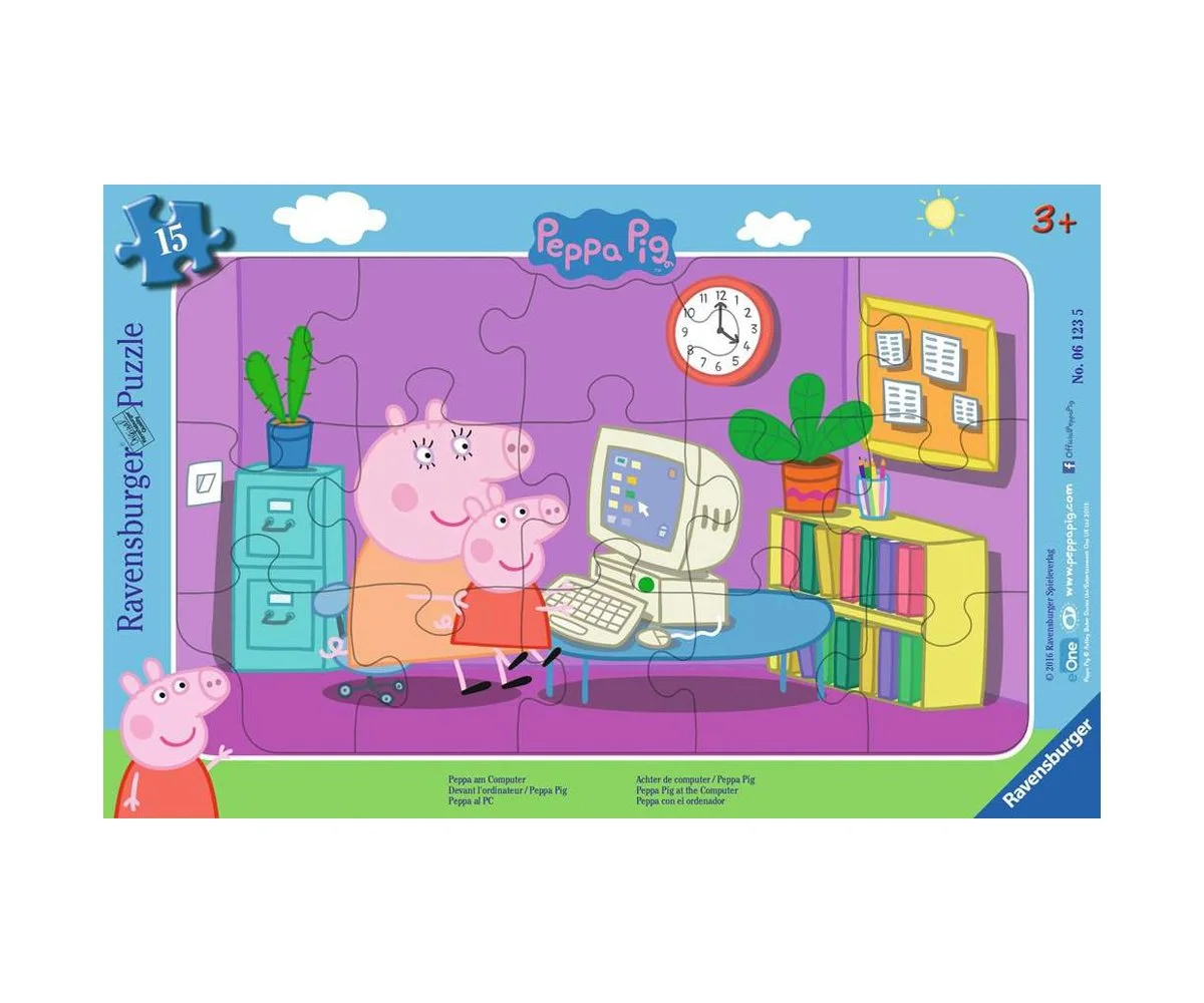Ravensburger - Пъзел 15 ел. - Peppa Pig, Пепа на компютър