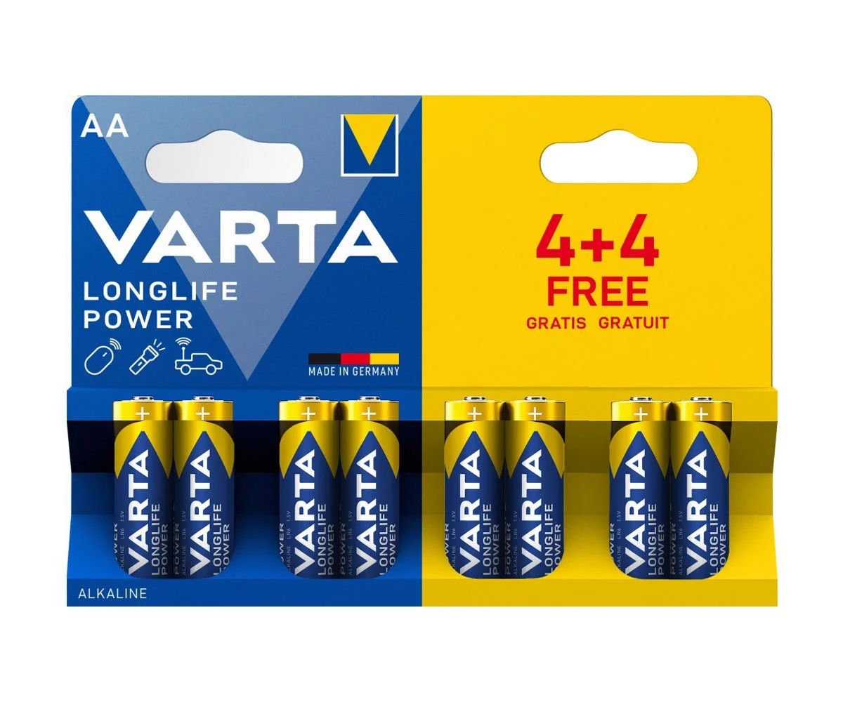 Varta Longlife Power AA 4+4 бр. Усилени Алкални