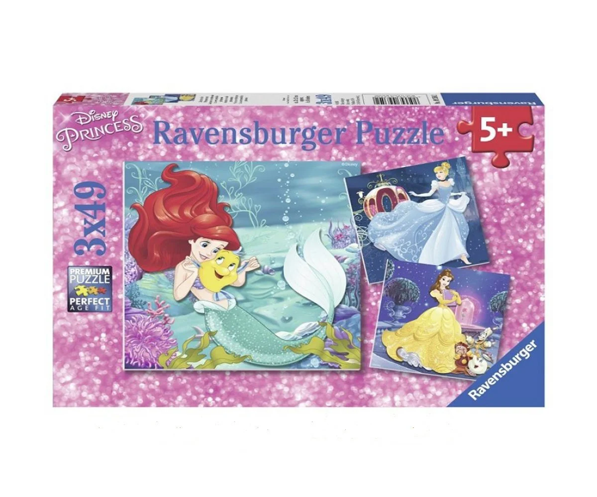 Ravensburger - Пъзел 3х49 ел. - Ариел, Бел, Пепеляшка