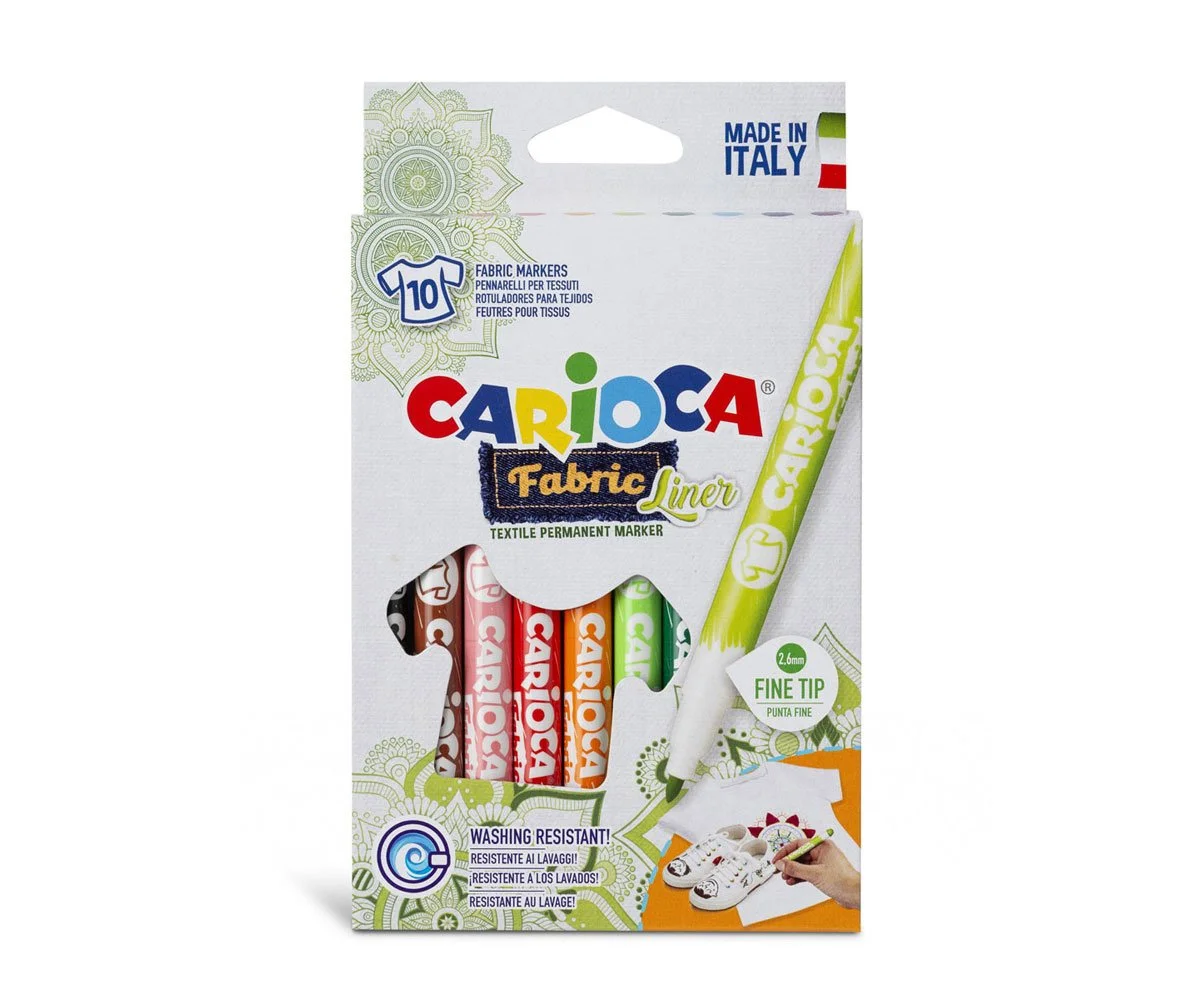 Флумастери за текстил Carioca, 10 цвята