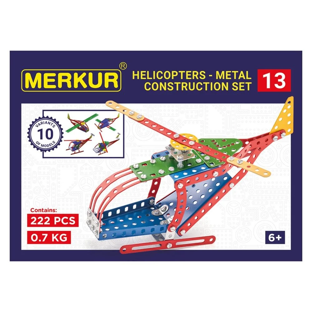 Метален конструктор, Хеликоптер, 10 в 1, 222 части