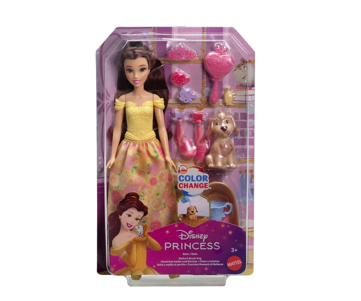 Disney Princess – кукла Бел с дом. любимец с промяна на цвета