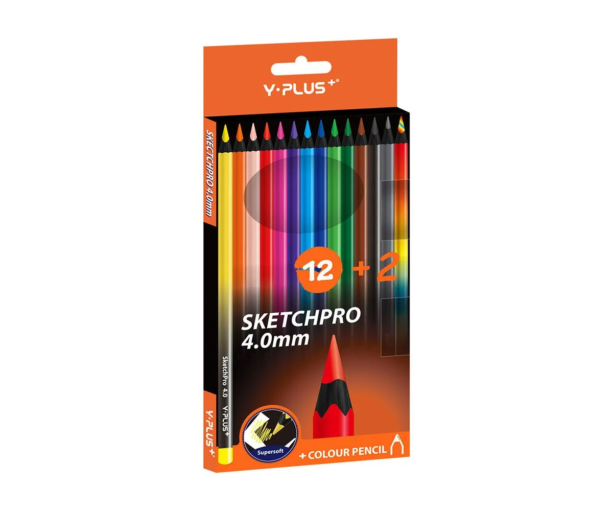 Y-Plus моливи 12+2 цв Sketchpro