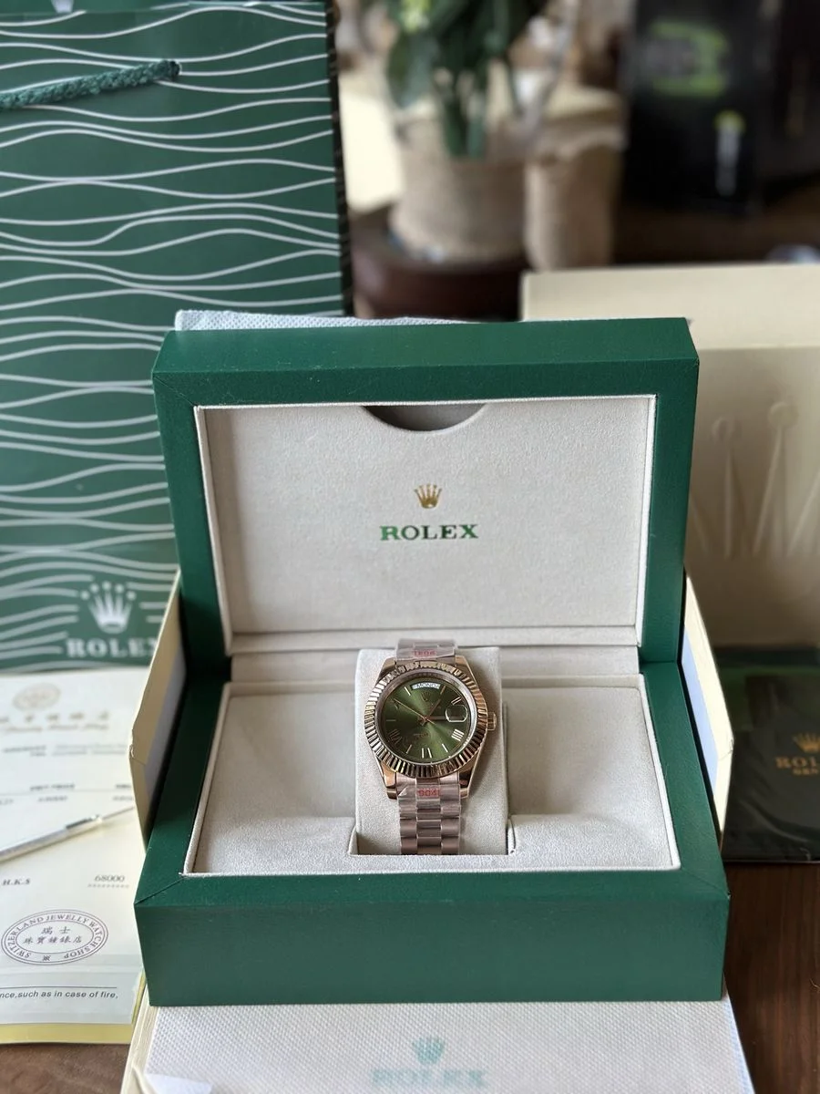 Rolex Day-Date Rose Gold And Green 40 mm — снимка 2