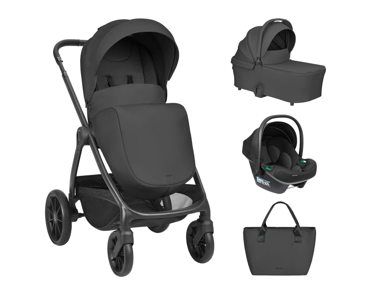 Комбинирана количка 3в1 с кош за новородено Modena Black 2027