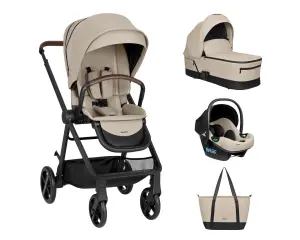 Комбинирана количка 3в1 с кош за новородено Mia Beige 2026