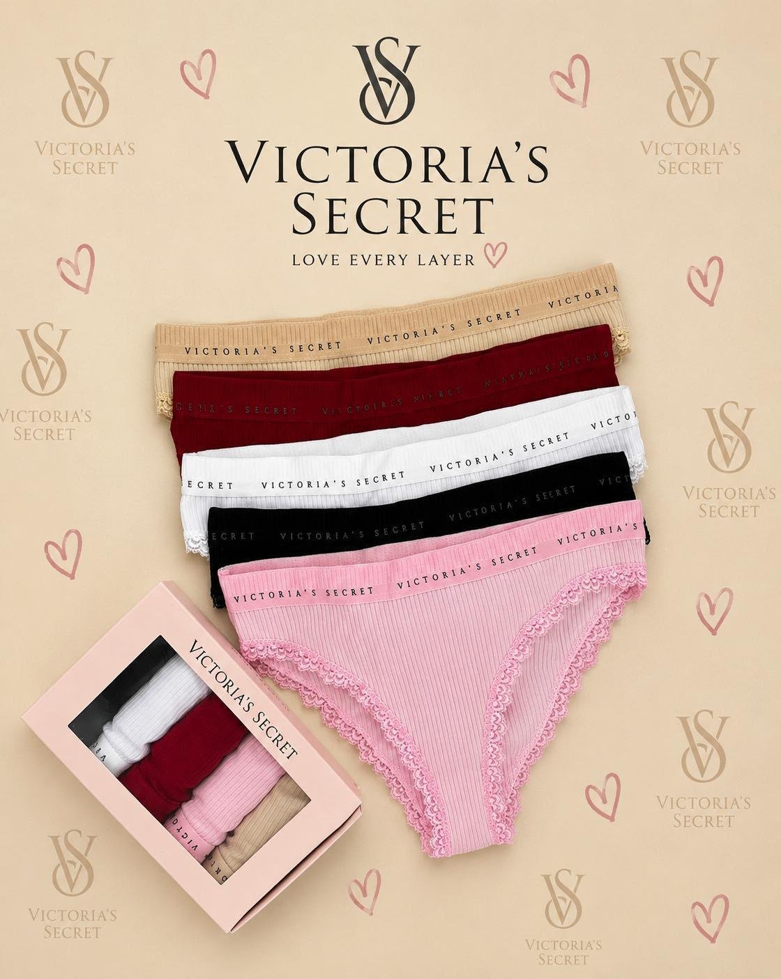 Victoria’s Secret — Дамски дантелени бикини 5бр/кутия #212