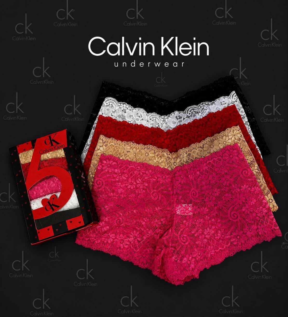 Calvin Klein — Дамски дантелени шорти 5бр/кутия #208