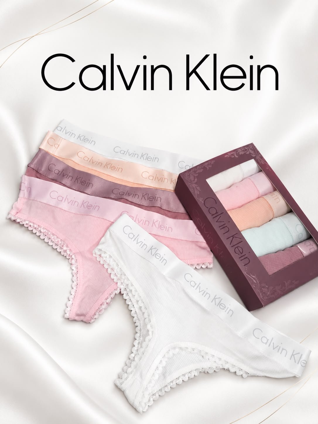 Calvin Klein — Дамски дантелени прашки 5бр/кутия #219