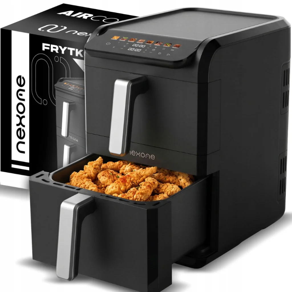 NexOne TwinFryer 11L – Двукамерен фритюрник с горещ въздух 2800W, две независими кошници, 8 програми и Sync функция — снимка 8