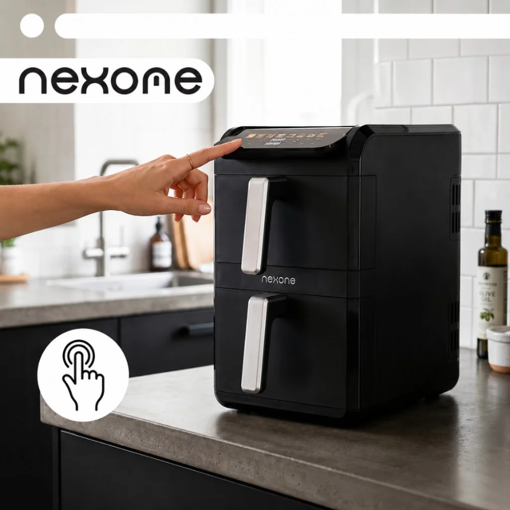 NexOne TwinFryer 11L – Двукамерен фритюрник с горещ въздух 2800W, две независими кошници, 8 програми и Sync функция — снимка 11