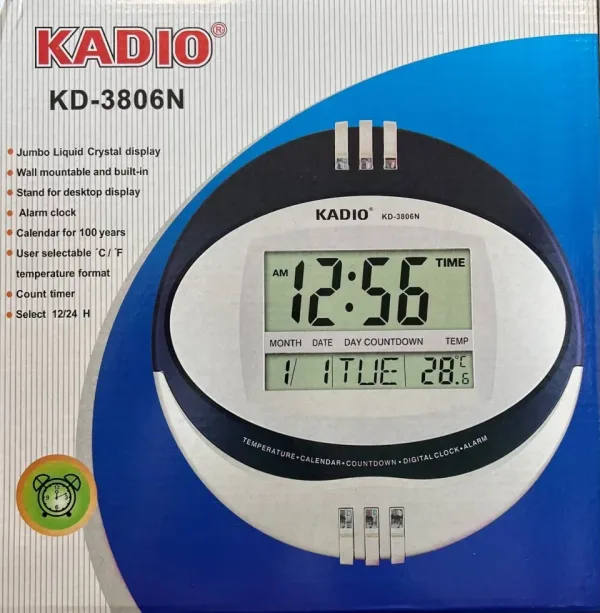 Голям настолен стенен цифров часовник KADIO KD-3806N — снимка 5