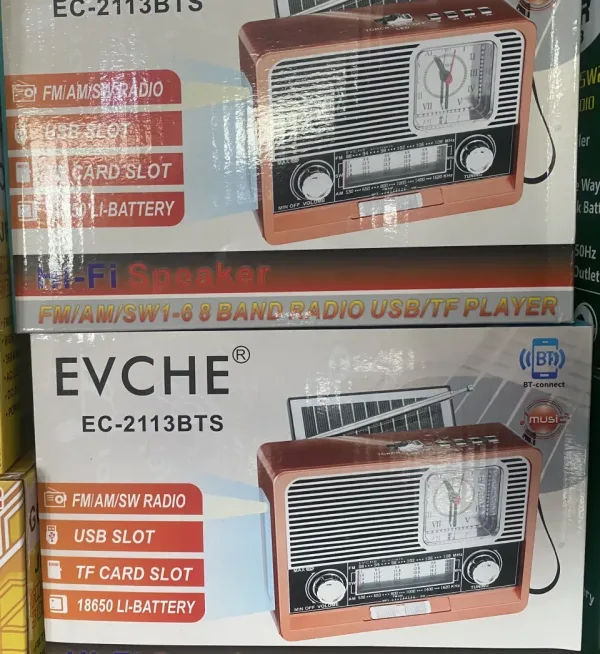 Ретро Радио EVCHE, EC-2113BTS, Bluetooth, Соларен панел, FM, — снимка 6