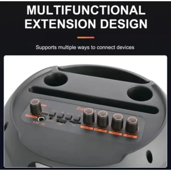 Мощна акумулаторна караоке тонколна 2х8";FM, Bt/USB/TF/AUX ZQS-2801 — снимка 2