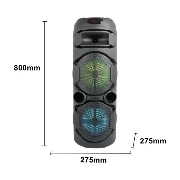 Мощна акумулаторна караоке тонколна 2х8";FM, Bt/USB/TF/AUX ZQS-2801 — снимка 5
