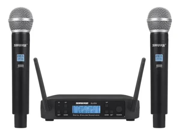 Комплект 2 броя безжични микрофони и UHF приемник с дисплей Shure GLXD4 — снимка 2