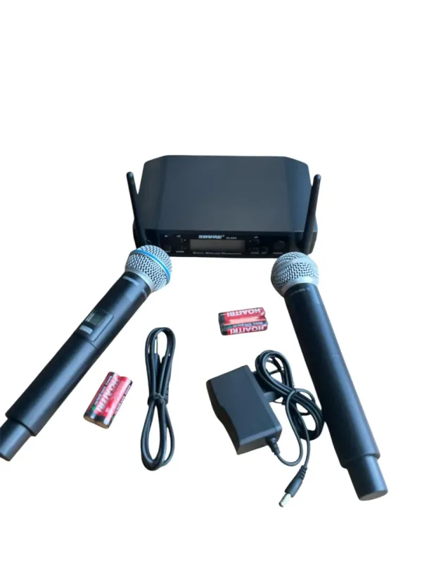 Комплект 2 броя безжични микрофони и UHF приемник с дисплей Shure GLXD4 — снимка 3