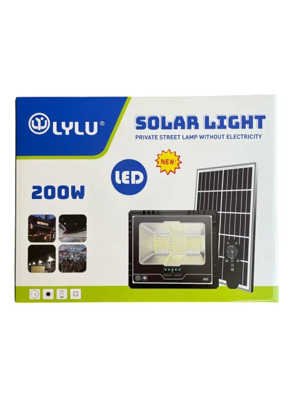 LED Соларен прожектор 200W с отделен панел — снимка 2